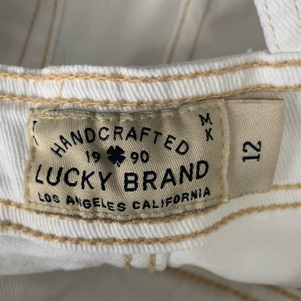 Lucky Brand Distressed Cotton Denim Shortalls - Picture 3 of 6